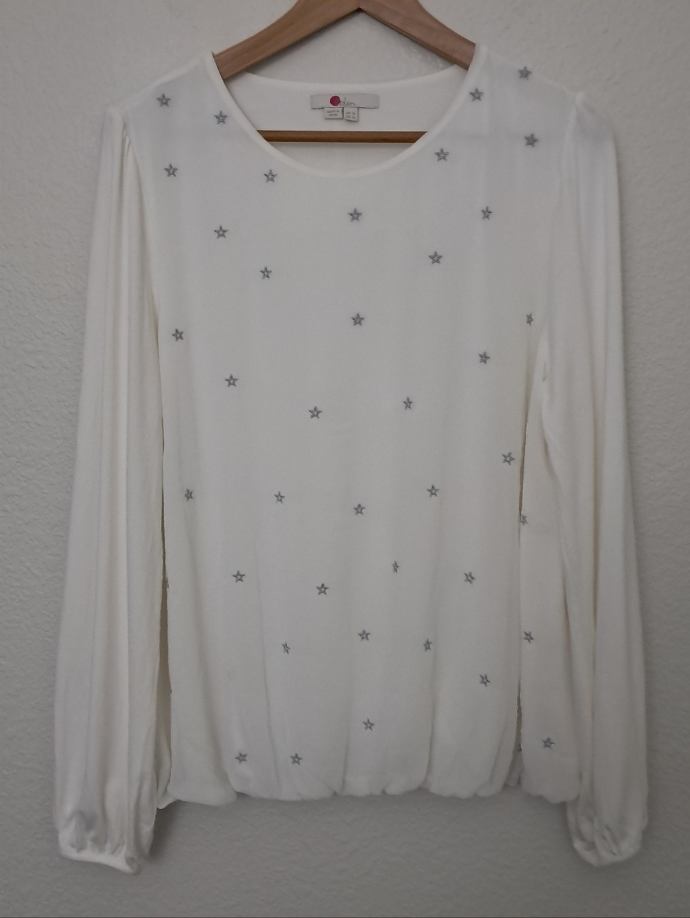 Boden Metalic Star Embroidered Top
